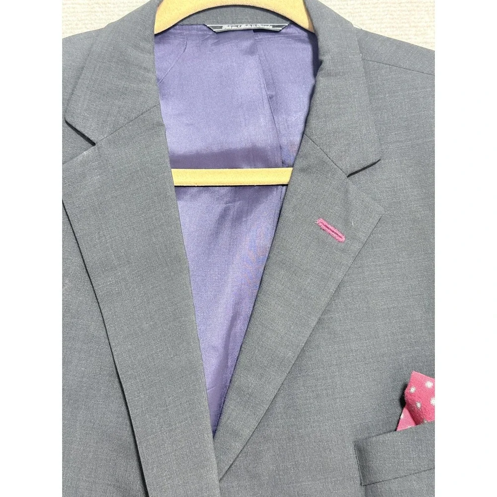 Jack Victor Blazer Mens 46R Charcoal 3SIXTY5‎ Wool Stretch 2 Button Side Vents